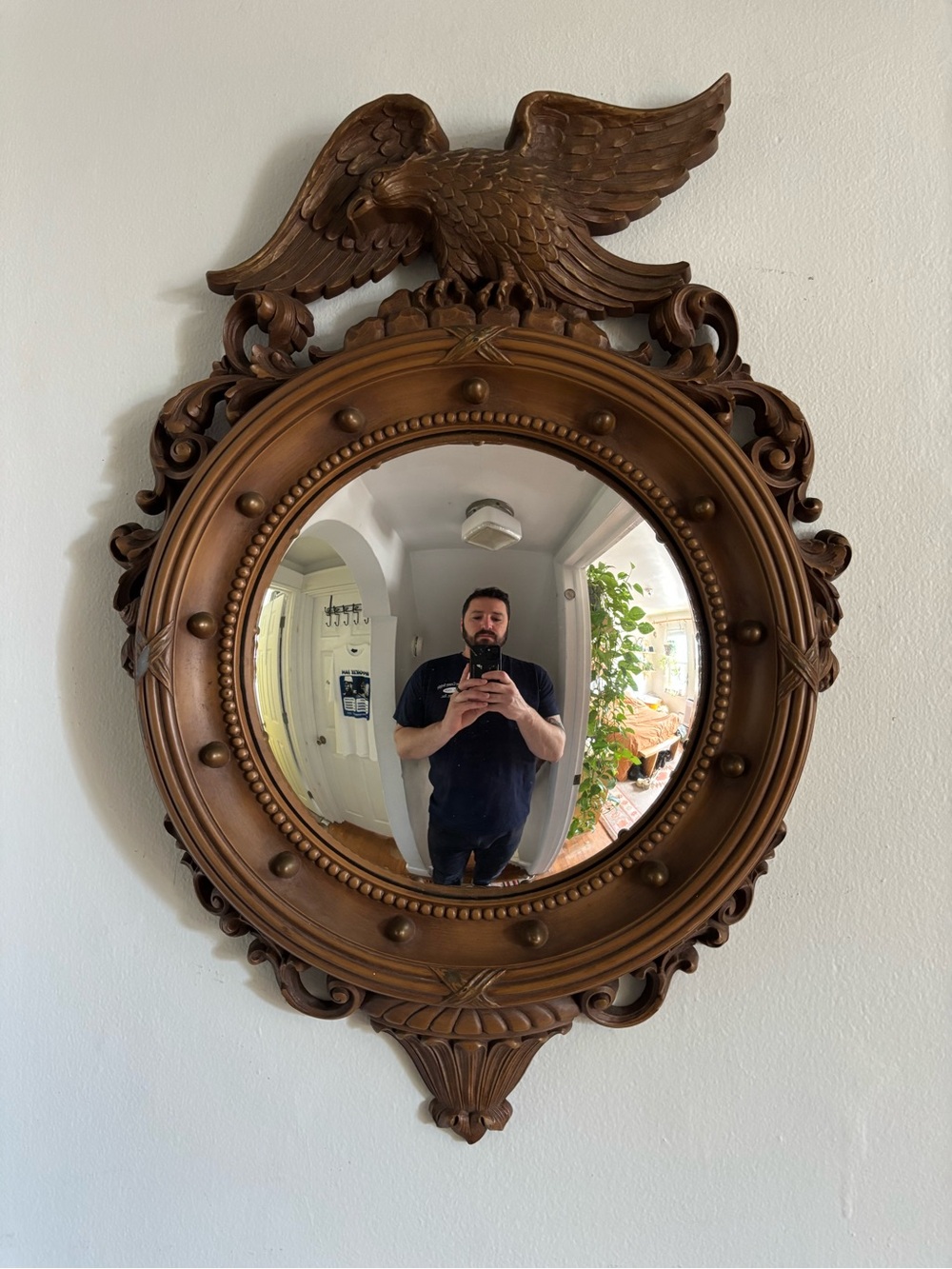 Syroco Eagle Convex Wall Mirror in Brown